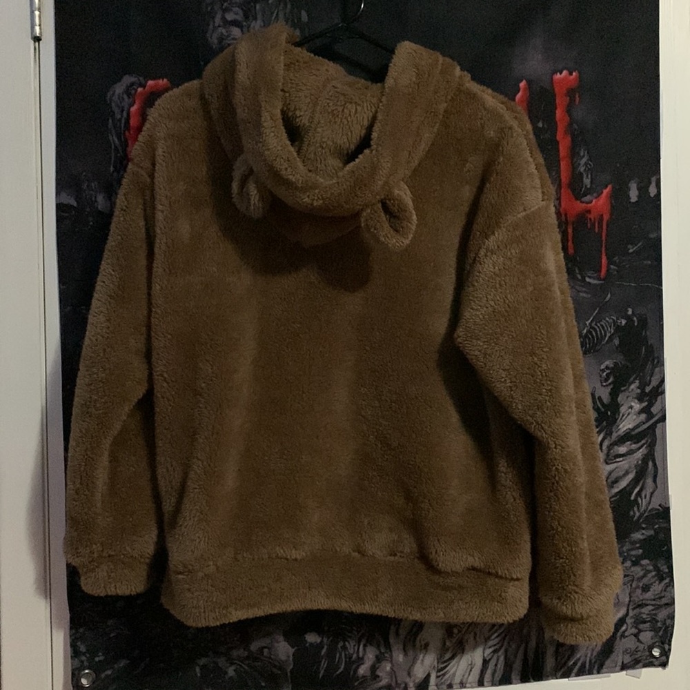 NWOT Teddy Bear Ear Fluffy Hoodie | SHEIN
